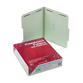 Two Inch Expansion Fastener Folder, 2/5 Top Tab, Letter, Gray Green, 25/Box