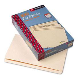 File Folders, Straight Cut, One-Ply Top Tab, Legal, Manila, 100/Boxsmead 