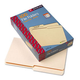 File Folders, 1/2 Cut, One-Ply Top Tab, Legal, Manila, 100/Boxsmead 
