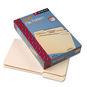 1/3 Cut Assorted Position File Folders, One-Ply Top Tab, Legal, Manila, 100/Boxsmead 