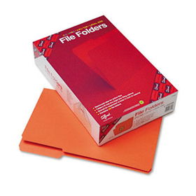 File Folders, 1/3 Cut, Reinforced Top Tab, Legal, Orange, 100/Boxsmead 