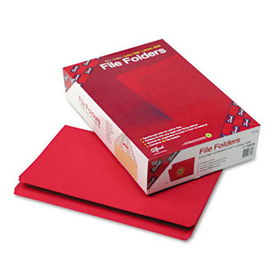 File Folders, Straight Cut, Reinforced Top Tab, Legal, Red, 100/Box