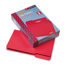 File Folders, 1/3 Cut Top Tab, Legal, Red, 100/Box