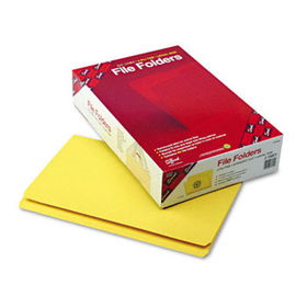 File Folders, Straight Cut, Reinforced Top Tab, Legal, Yellow, 100/Boxsmead 
