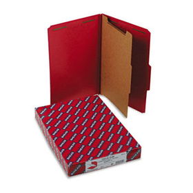 Pressboard Classification Folders, Legal, Four-Section, Bright Red, 10/Boxsmead 