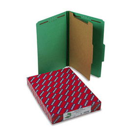 Pressboard Classification Folders, Legal, Four-Section, Green, 10/Boxsmead 
