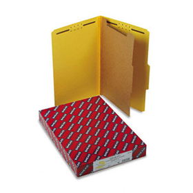 Pressboard Classification Folders, Legal, Four-Section, Yellow, 10/Boxsmead 