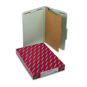 Pressboard Classification Folders, Legal, Four-Section, Gray-Green, 10/Box