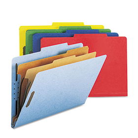 Pressboard Classification Folders, Legal, Six-Section, Assorted Colors, 10/Box