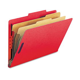 Pressboard Classification Folders, Legal, Six-Section, Bright Red, 10/Boxsmead 
