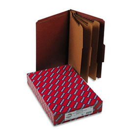 Pressboard Classification Folders, Self Tab, Legal, Eight-Section, Red, 10/Box