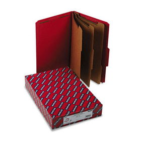 3"" Expansion Folders with 2/5 Cut Tab, Legal, Eight-Section, Bright Red, 10/Box