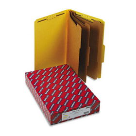 3"" Expansion Classification Folders, 2/5 Cut, Legal, 8-Section, Yellow, 10/Box