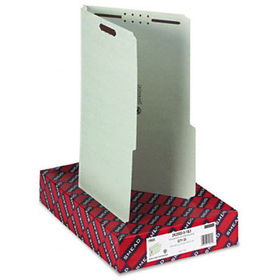 Two Inch Expansion Fastener Folder, 2/5 Right Tab, Legal, Gray Green, 25/Box