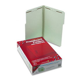 Three Inch Expansion Fastener Folder, 1/3 Top Tab, Legal, Gray Green, 25/Boxsmead 