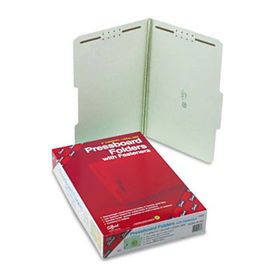 Two Inch Expansion Fastener Folder, 2/5 Top Tab, Legal, Gray Green, 25/Box