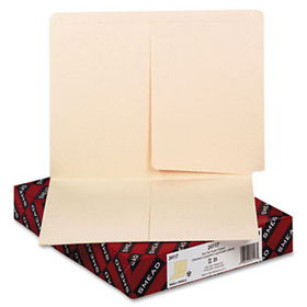 Folders, Front/Back Interior Pockets, Straight End Tab, Letter, Manila, 25/Box