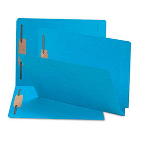 Two-Inch Capacity Fastener Folders, Straight Tab, Letter, Blue, 50/Box