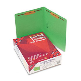 Two-Inch Capacity Fastener Folders, Straight Tab, Letter, Green, 50/Box