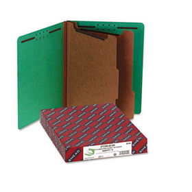 Pressboard End Tab Classification Folders, Letter, Six-Section, Green, 10/Boxsmead 