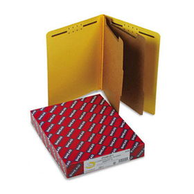 Pressboard End Tab Classification Folders, Letter, Six-Section, Yellow, 10/Boxsmead 