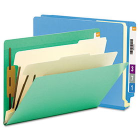 Colored End Tab Classification Folders, Letter, Six-Section, Blue, 10/Box