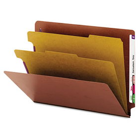 Pressboard End Tab Classification Folders, Letter, Six-Section, Red, 10/Box