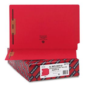 Two-Inch Capacity Fastener Folders, Straight Tab, Legal, Red, 50/Boxsmead 
