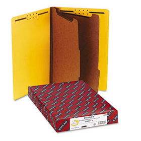 Pressboard End Tab Classification Folders, Legal, Six-Section, Yellow, 10/Boxsmead 