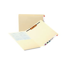 Reinforced End Tab Pocket Folder, Fastener, Straight Cut, Letter, Manila, 50/Boxsmead 