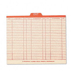 Charge-Out Record Guides, 1/5 Red ""OUT"" Tab, Manila, Letter, 100/Box