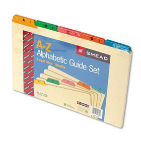 Recycled Top Tab Guides, Alpha, 1/5 Tab, Manila/Color Poly, Legal, 25/Setsmead 