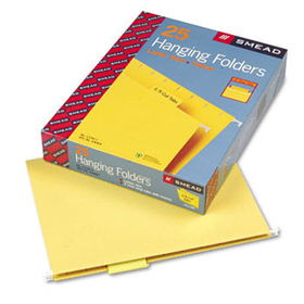 Hanging File Folders, 1/5 Tab, 11 Point Stock, Letter, Yellow, 25/Boxsmead 