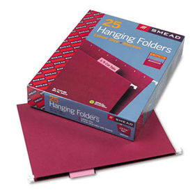 Hanging File Folders, 1/5 Tab, 11 Point Stock, Letter, Maroon, 25/Boxsmead 