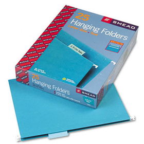 Hanging File Folders, 1/5 Tab, 11 Point Stock, Letter, Teal, 25/Boxsmead 