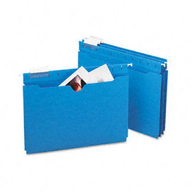 Hanging Flat File Jackets, 1/5 Tab, 11 Point Stock, Letter, Sky Blue, 25/Boxsmead 