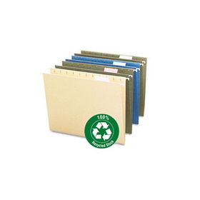 Recycled Hanging File Folders, 1/5 Tab, 11 Point Stock, Letter, Tan, 25/Box