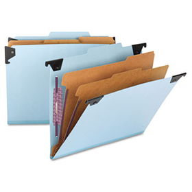Six Section Hanging Classification Folder, Pressboard/Kraft, Letter, Blue