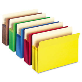 3 1/2"" Accordion Expansion Colored File Pocket, Straight Tab, Ltr, Asst, 5/Pack