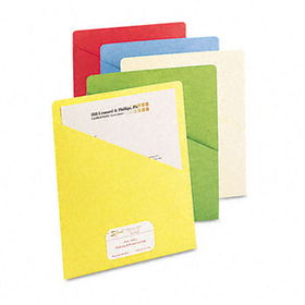 Slash Pocket Folders, Letter, 11 Point, Blue/Green/Manila/Red/Yellow, 25/Pack
