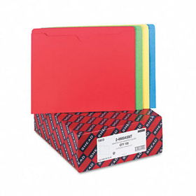 File Jackets with Double-Ply Tab, Letter, Blue/Green/Red/Yellow, 100/Boxsmead 