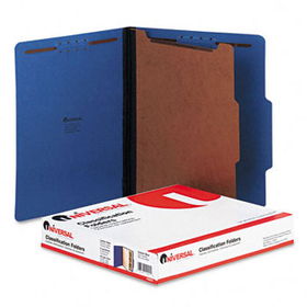 Pressboard Classification Folders, Letter, Four-Section, Cobalt Blue, 10/Boxuniversal 