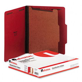 Pressboard Classification Folders, Letter, Four-Section, Ruby Red, 10/Boxuniversal 