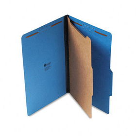 Pressboard Classification Folders, Legal, Four-Section, Cobalt Blue, 10/Boxuniversal 