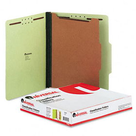 Pressboard Classification Folder, Letter, Four-Section, Green, 10/Boxuniversal 