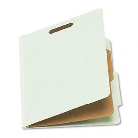 Pressboard Classification Folder, Letter, Four-Section, Gray-Green, 10/Box
