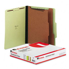 Pressboard Classification Folder, Letter, Six-Section, Green, 10/Box