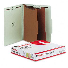 Pressboard Classification Folder, Letter, Six-Section, Gray-Green, 10/Box