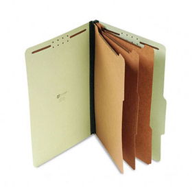 Pressboard Classification Folder, Legal, Eight-Section, Green, 10/Box