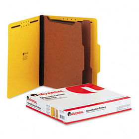 Pressboard Classification Folders, Letter, Six-Section, Yellow, 10/Box